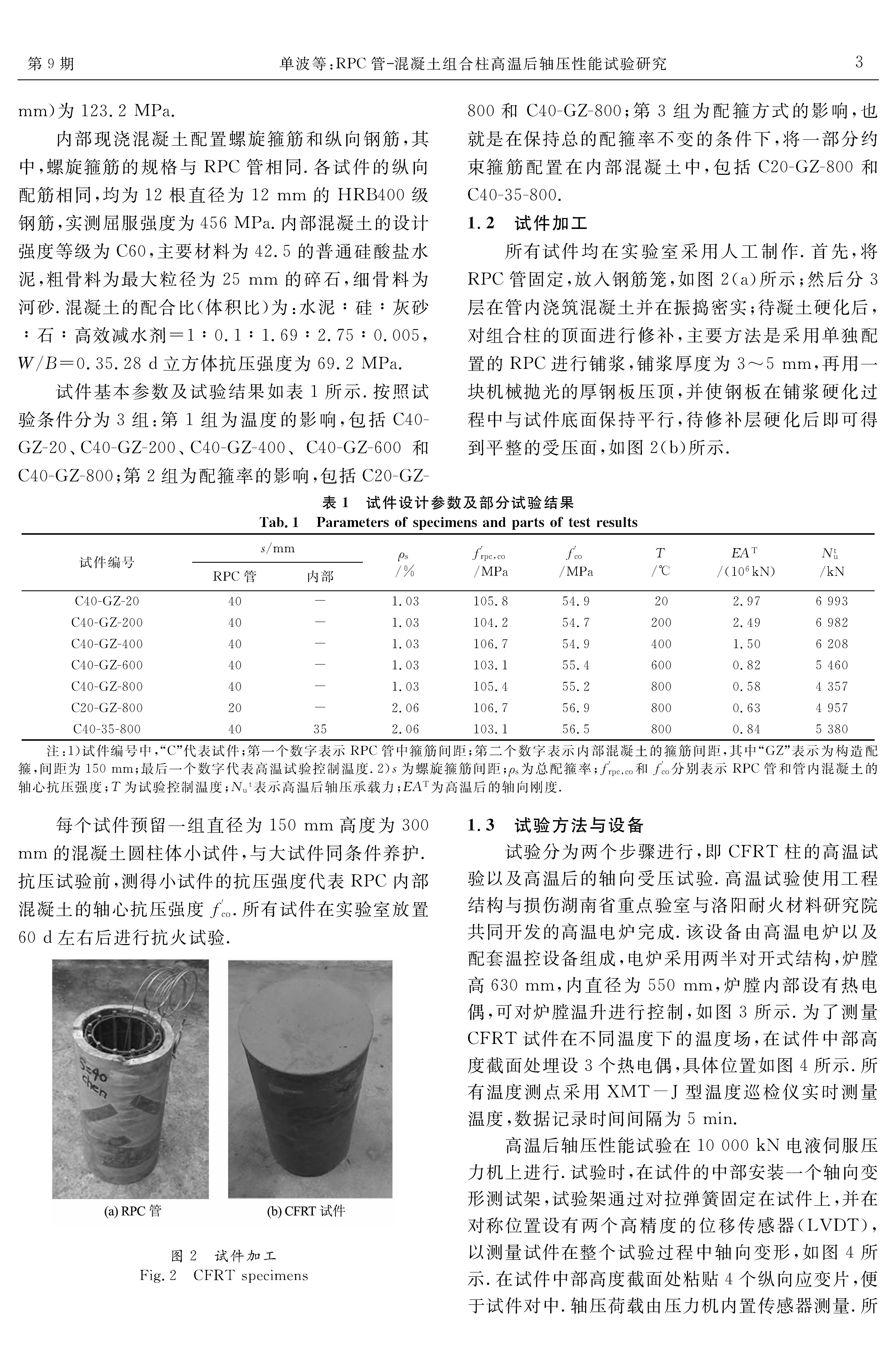 RPC管-混凝土组合柱高温后轴压性能试验研究_页面_3